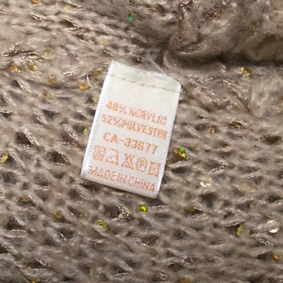 Orange Cocoon Cardigan Sweater Open Knit Flare Sleeve Metallic Gold One Size - Picture 12 of 12